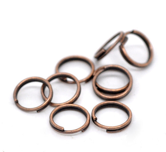 50 Copper Double Loops Split Rings Open Jump Rings  7mm outer diameter, jum0050a
