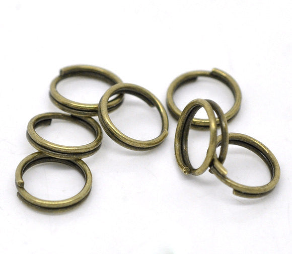 50 Antique Bronze Plated Double Loops Split Rings Open Jump Rings . 8mm . jum0071a