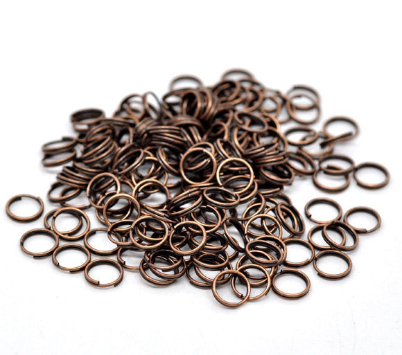 50 Copper Plated Double Loops Split Rings Open Jump Rings . 8mm  jum0049a