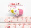 2 Metal and Enamel 3-D CUPCAKE Charm Pendants 18x13mm che0227