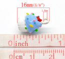 2 Metal and Enamel 3-D CUPCAKE Charm Pendants 16x10mm che0226