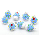 2 Metal and Enamel 3-D CUPCAKE Charm Pendants 16x10mm che0226