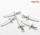 10 Silver Tone Metal DAGGER Sword Charm Pendants  31 x 12mm  chs0243