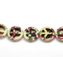 16" Strand FLORAL Painted Howlite Stone PEACE SIGN Gemstone Beads 15mm how0104