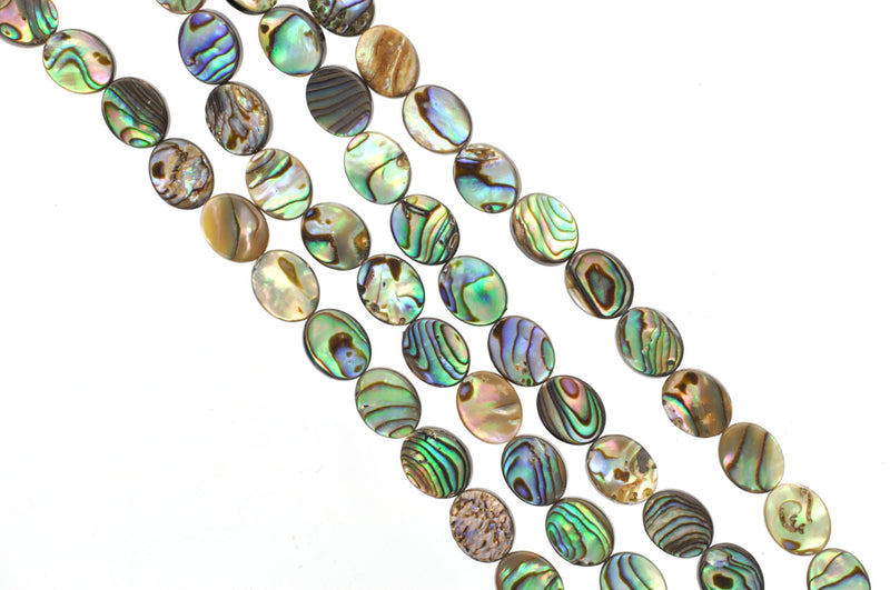 16x12mm ABALONE SHELL Beads, oval double sided, 16" strand about 24 beads bsh0017
