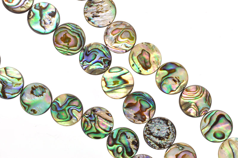 16mm round coin ABALONE SHELL Beads, Double-sided, full strand, about 25 beads bsh0027
