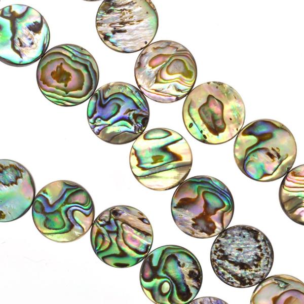 8mm ABALONE SHELL Beads, round coin beads, double sided, full strand,  bsh0031