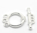 10 Sets Silver Tone Toggle Clasps . TRIPLE STRAND CIRCLE   fcl0105