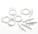 10 Sets Silver Tone Toggle Clasps . TRIPLE STRAND CIRCLE   fcl0105