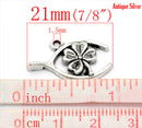 10 LUCKY CHARM Wishbone and 4-Leaf Clover Pewter Charm Pendants . chs0222