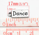 10 Silver Tone Metal DANCE Tags Charm Pendants chs0234