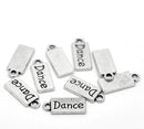 10 Silver Tone Metal DANCE Tags Charm Pendants chs0234
