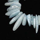 NATURAL AQUAMARINE Gemstone DAGGER Point Beads . 15.5" Strand gaq0001