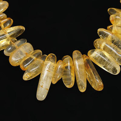 CITRINE Gemstone DAGGER Point Beads . 15.5" Strand  gct0005