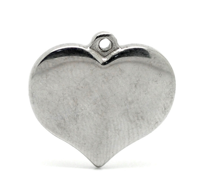 4 Heavy Stainless Steel Metal Stamping Blanks Charms, Thick HEART shape, 12 gauge . MSB0088