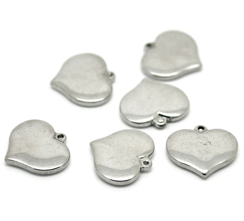 4 Heavy Stainless Steel Metal Stamping Blanks Charms, Thick HEART shape, 12 gauge . MSB0088