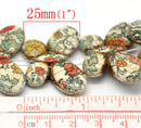 6 Large Gemstone Howlite Pendant Charm Beads . FLORAL PRINT BUTTERFLY . how0094