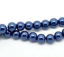10mm SAPPHIRE BLUE Round Glass Pearl Beads  40 beads  bgl0456