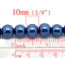 10mm SAPPHIRE BLUE Round Glass Pearl Beads  40 beads  bgl0456