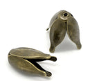25 Brass TULIP BEAD CAPS . Dark Gold Bronze.  fin0099