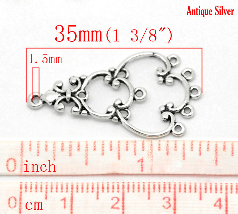 10 Silver Metal Findings for Chandelier Earrings, Pendants  35mm long chs0945