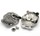 2 Large OWL Stud Rivets . 35mm x 28mm antiqued silver metal fin0167
