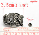 2 Large OWL Stud Rivets . 35mm x 28mm antiqued silver metal fin0167