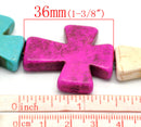 50mm Large Howlite Stone Beads MIXED COLORS Maltese CROSS, full strand, 8 beads, how0438