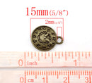 10 Antique Bronze CLOCK FACE Charm Pendants. 15X12mm.  Chb0069