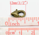 30 pcs Antiqued BRONZE HEART Brass Lobster Clasps 12mm x 7mm  fcl0033