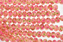 10 pcs PINK and CORAL ROSE Faceted Glass Rondelle Beads . 12mm x 9mm  bgl0726