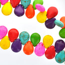 1 strand Howlite Stone Beads PUFFED TEARDROP BRIOLETTE  16x11mm, mixed colors  how0107