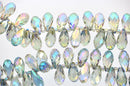 10 Crystal NORTHERN LIGHTS AB Teardrop Briolette Beads, faceted . top drilled . 20x10mm  bgl0574