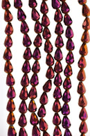 Teardrop Briolette PURPLE IRIS  METALLIC . full strand  12x8mm  bgl0571