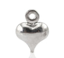 20 Tiny Silver TONE Puffy Heart Charm Tags  10x7mm. chs0870