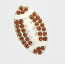 1 Rhinestone Bright Silver and Enamel BROWN FOOTBALL Sideways Connector Charm Chs0415