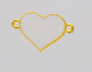 2 WHITE and GOLD Heart Enamel and Metal Connector Charms.  che0135