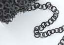 1 yard (3 feet) JET BLACK Metal Circle Link Chain, flat round links are 10mm, fch0579a