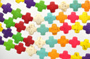 1 strand Howlite Stone Beads MIXED COLORS MALTESE Cross 15mm how0006