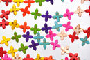 1 strand Howlite Stone Beads Mixed Colors FANCY MALTESE Cross 15mm how0033