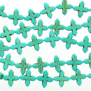 1 strand Howlite Stone Beads TURQUOISE FANCY MALTESE Cross 15mm how0036
