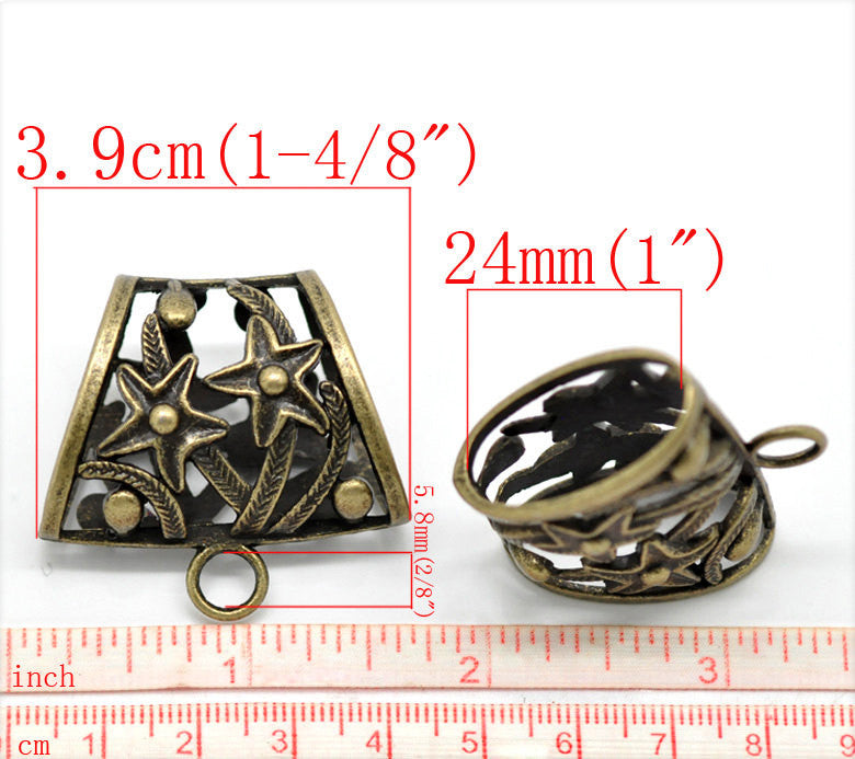 2 Bronze Tone Scarf Bail  Charm Hangers FBA0021