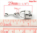 10 Silver Tone Metal Moveable BEACH SAND Pail Charm Pendants chs0036