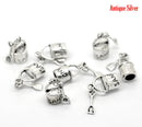 10 Silver Tone Metal Moveable BEACH SAND Pail Charm Pendants chs0036