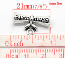 4 Silver Tone Metal GRADUATION DIPLOMA Charm Pendants  chs0075
