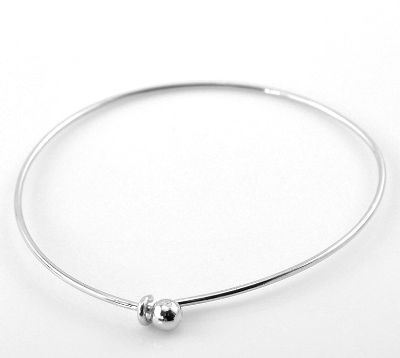 4 Silver Tone Metal BANGLE Charm Bracelets, 22 cm long (8-1/2" long) fin0017