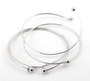 4 Silver Tone Metal BANGLE Charm Bracelets, 22 cm long (8-1/2" long) fin0017