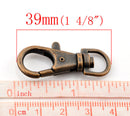 4 Copper Plated Lobster Swivel Clasps for Key Rings, Dog Leashes  39mm x 15mm fcl0035