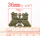 2 Antique Bronze BUTTERLFY Multi-hole Connector Jewelry Findings . chb0223