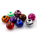100 Mixed Colors Zebra Striped Round Acrylic Spacer Beads 12mm . bac0221